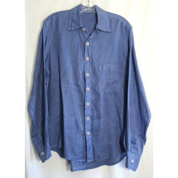 CP Shades Blue Linen Long Sleeve Button Down Shirt Size XS EUC - Picture 1 of 4